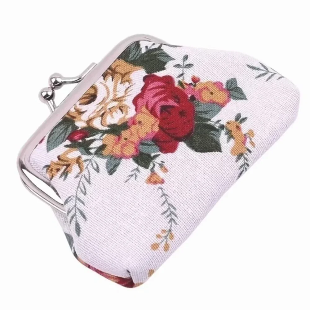 Victorian Rose Change Purse Bag French Kiss Clasp Vintage Retro White Multicolor - Picture 7 of 16